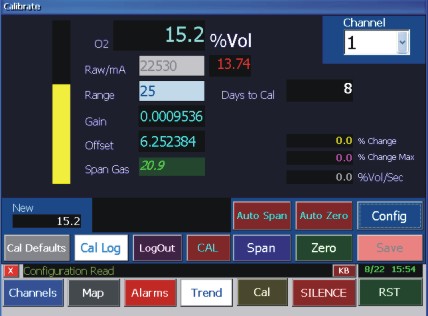 Channel Calibration Screen